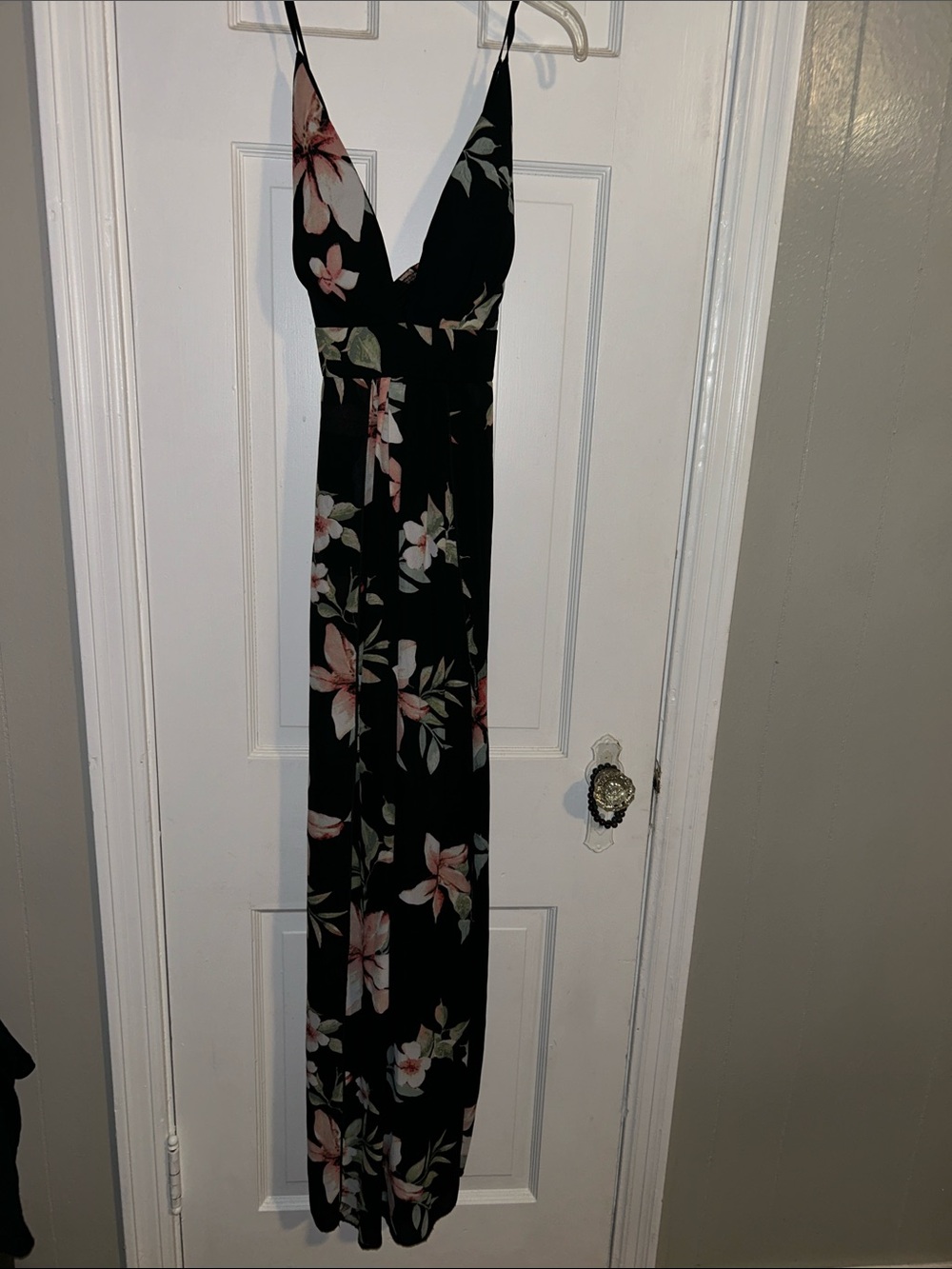 Crush by Common Floral Black Maxi Dress with Pink Blooms
